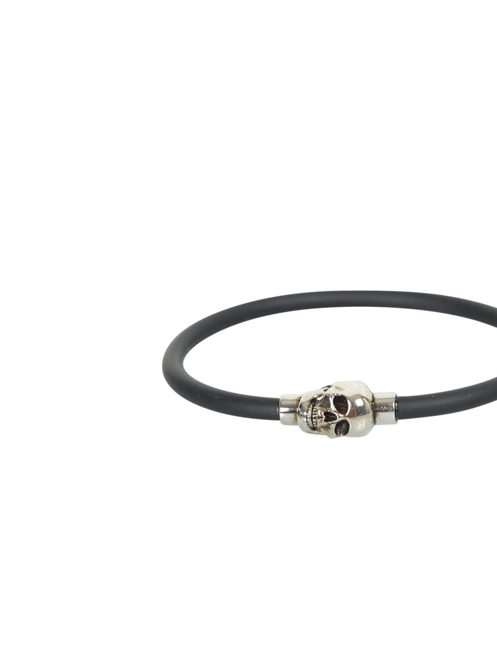 Shop Alexander Mcqueen Black Skull Bracelet In Beige