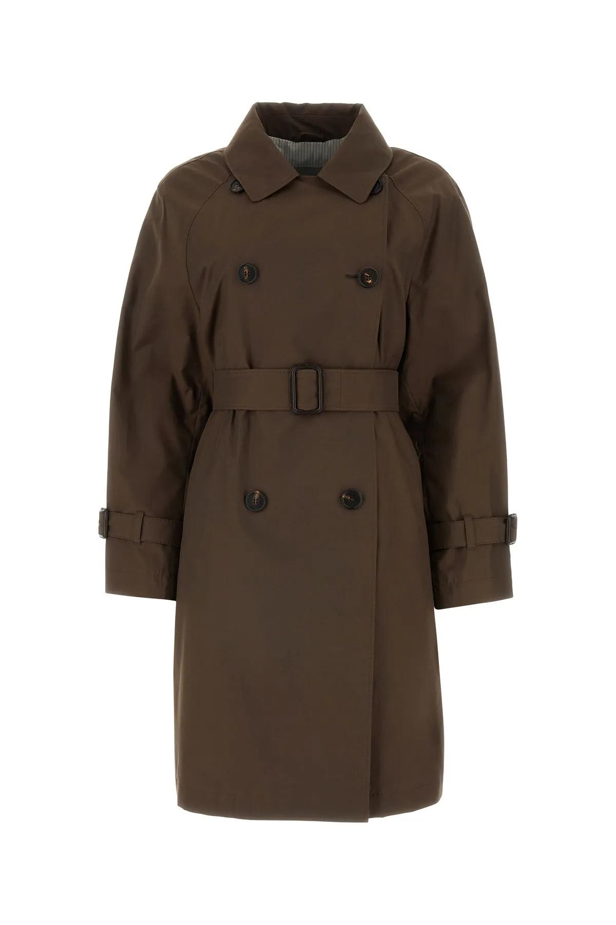 Max Mara Chocolate Twill Titrench Trench In Brown
