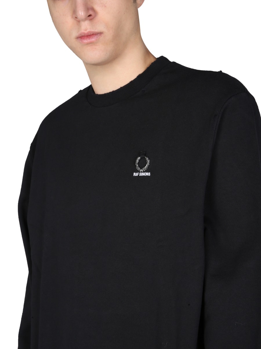 Shop Fred Perry Crewneck Sweatshirt In Black