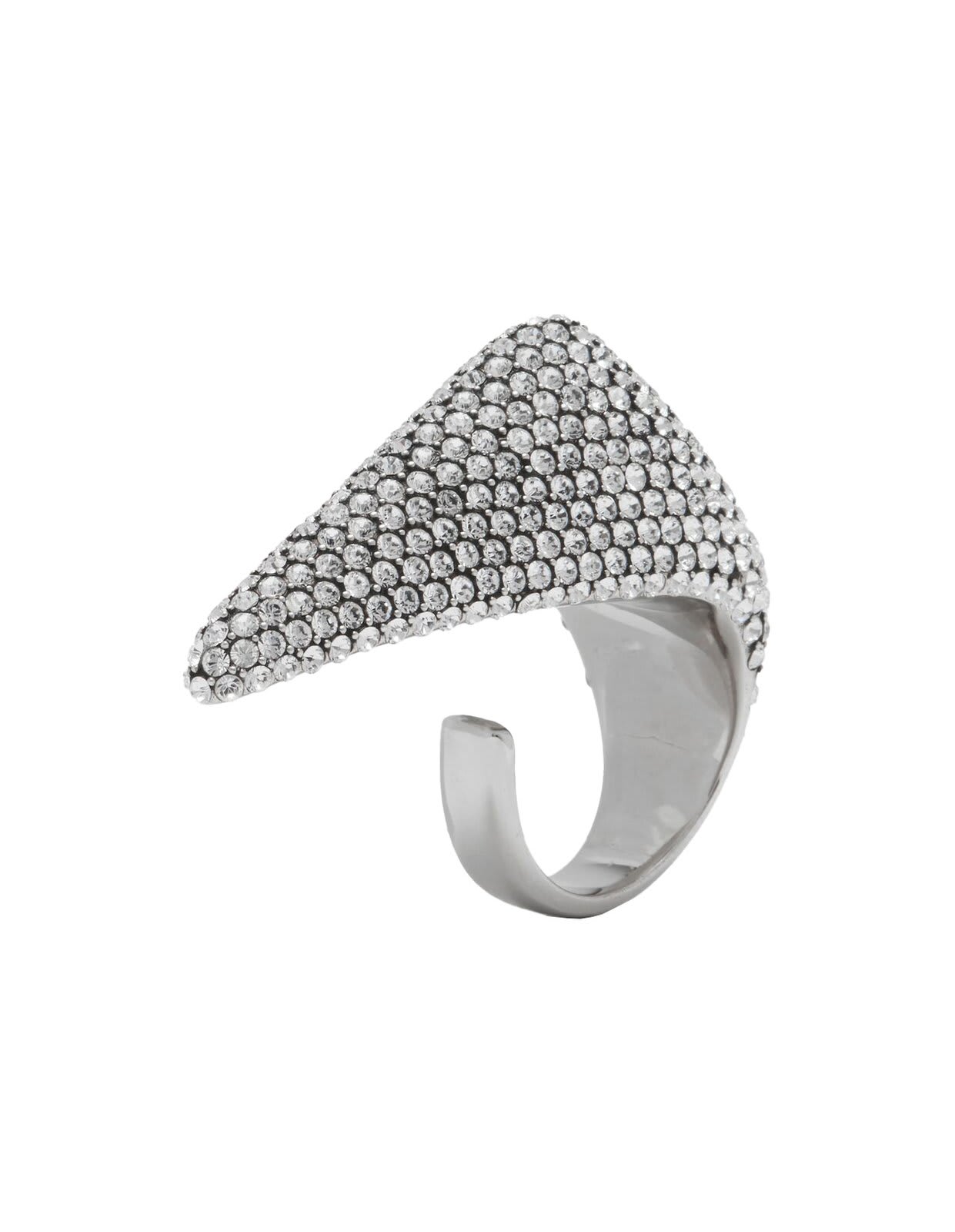 Shop Alexander Mcqueen Jewelled Embellished Claw Ring In L.a.silver + Cry.sw