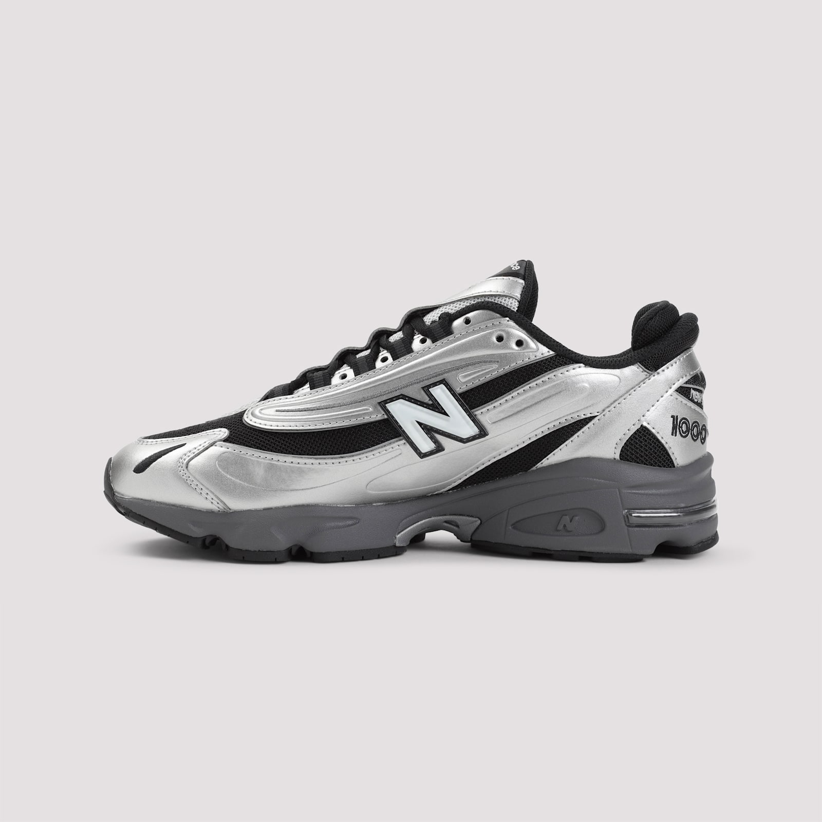 New Balance Mens Silver Metallic Green 1000 Metallic Mixed-material Trainers In Silver Metallic