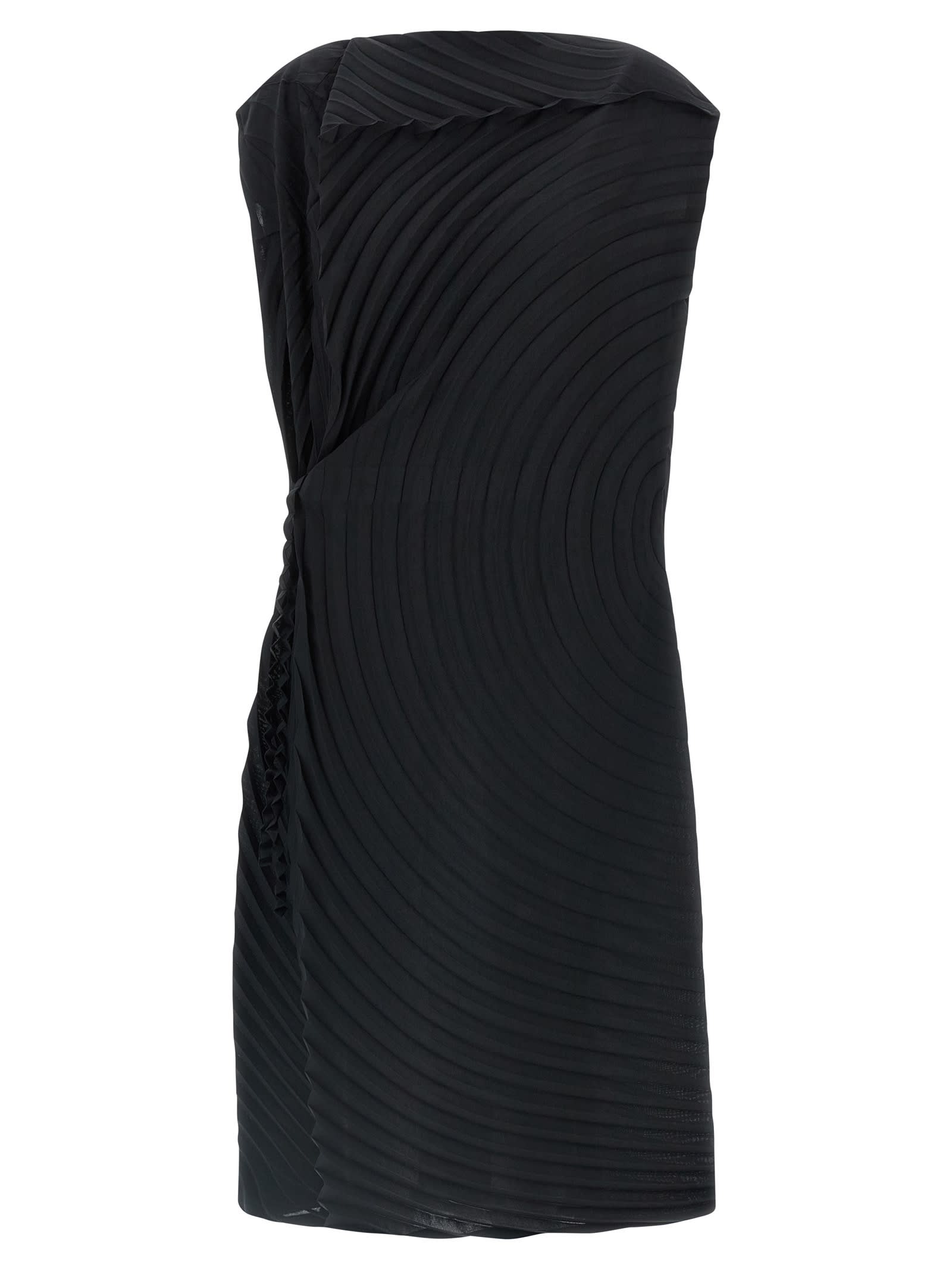 Issey Miyake Paper Bag Pleats Midi Dress In Black
