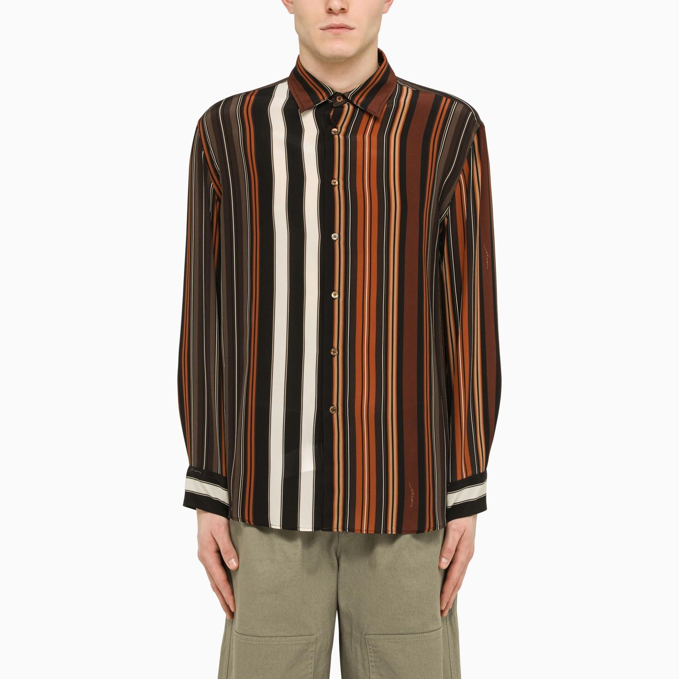 Shop Etro Regular Brown Striped Shirt In White