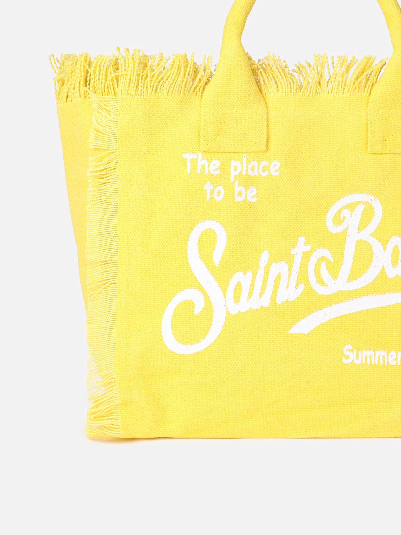 Mc2 Saint Barth Yellow Cotton Canvas Colette Handbag In Yellow