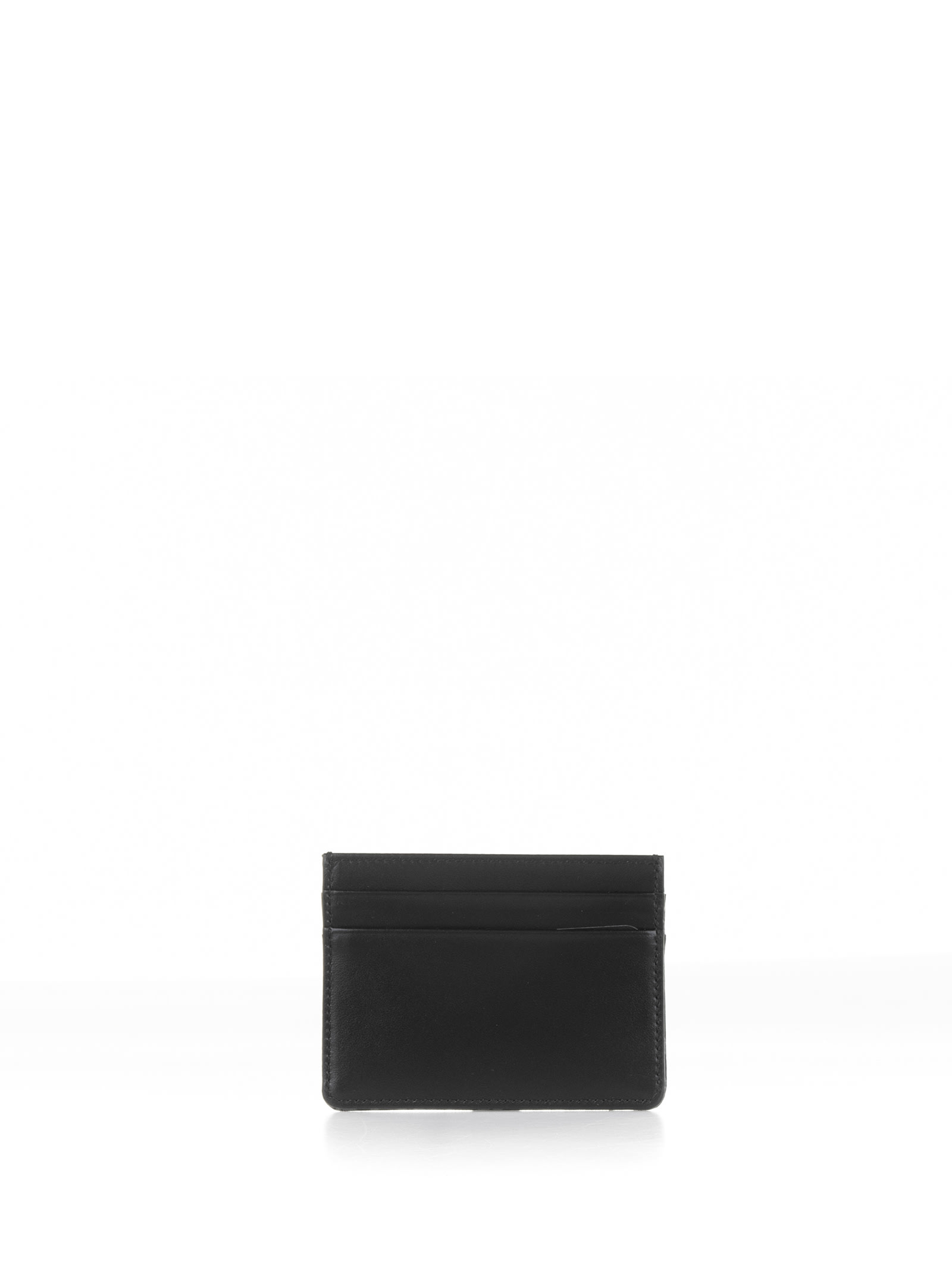 Shop Dolce & Gabbana Black Gray Leather Card Holder With Logo In Nero Grigio