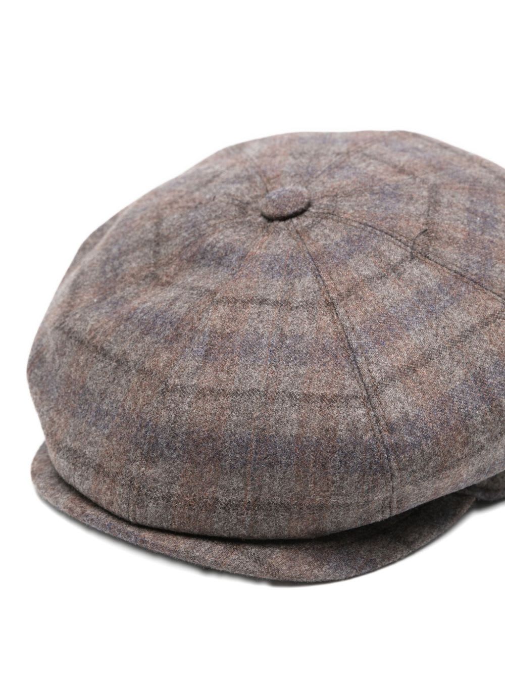 Borsalino Wool Cap With Button Top And Stitching In Gray