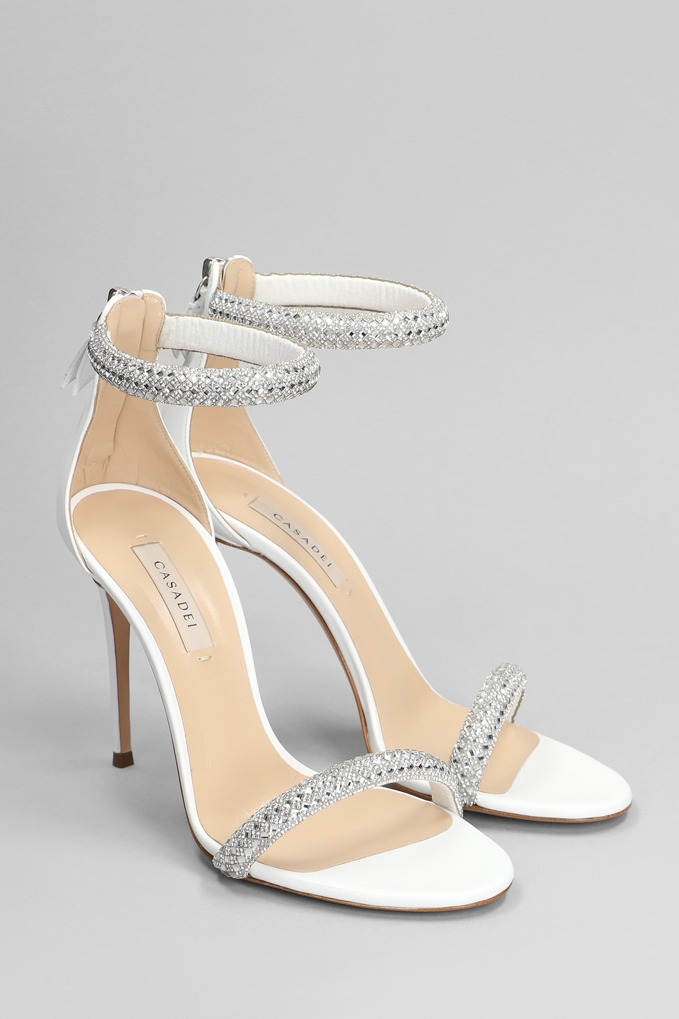 Shop Casadei Julia Sandals In White Leather