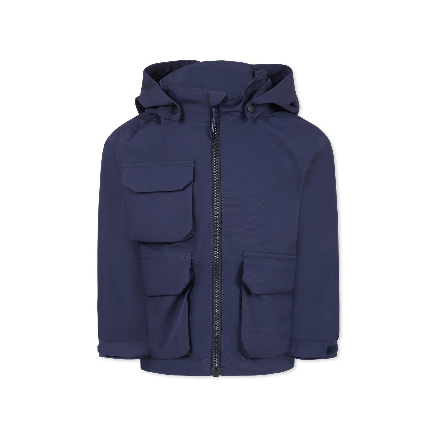 Molo Blue Windbreaker Jacket For Boy With Logo In Blue
