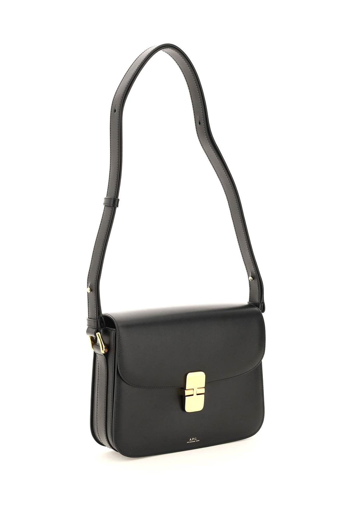 Apc Leather Shoulder Bag With Frontal Logo In Black