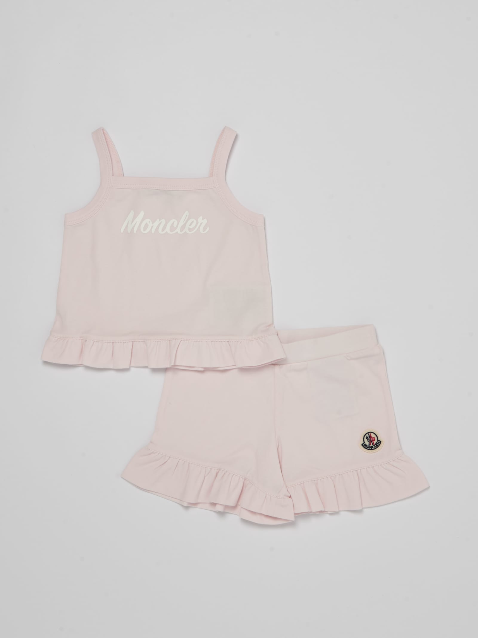 Shop Moncler Top+shorts Suit In Rosa