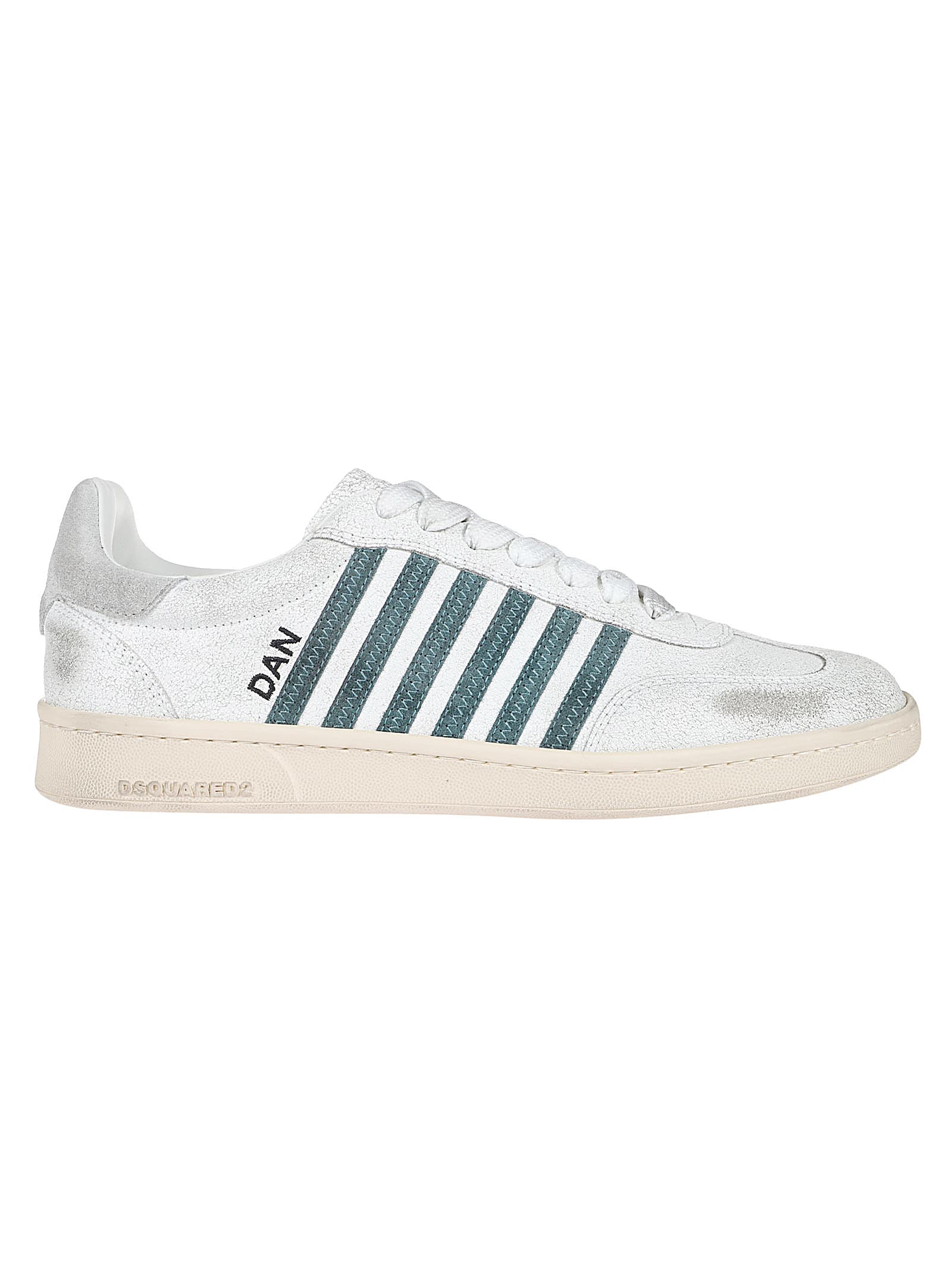 Shop Dsquared2 Boxer Lace-up Low Top Sneakers In Bianco/verde/grigio