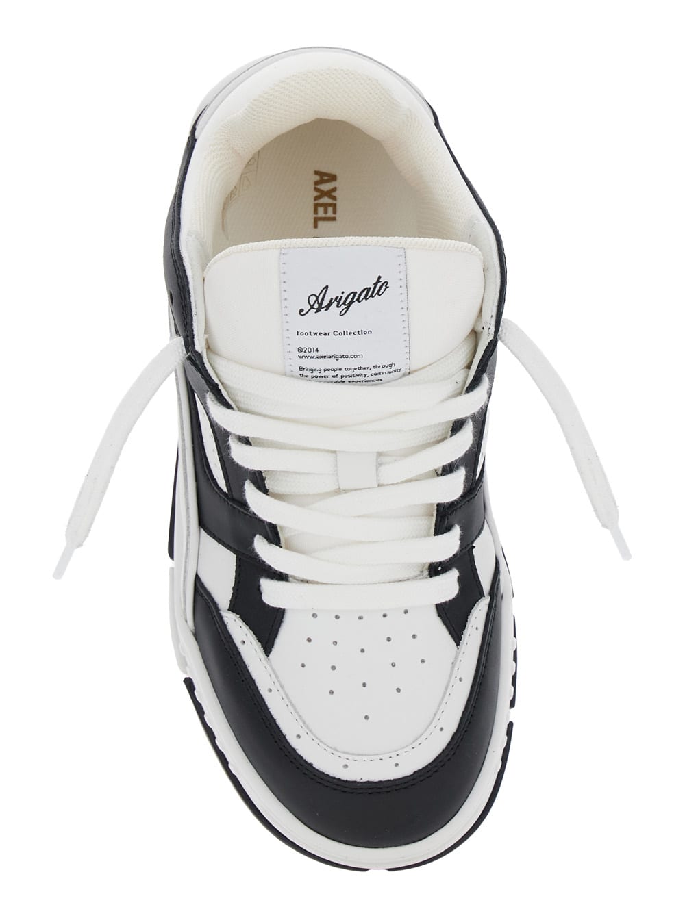 Axel Arigato 'area Lo' Black And White Low Top Sneakers With Laminated Leather In Leather Blend Woman In White