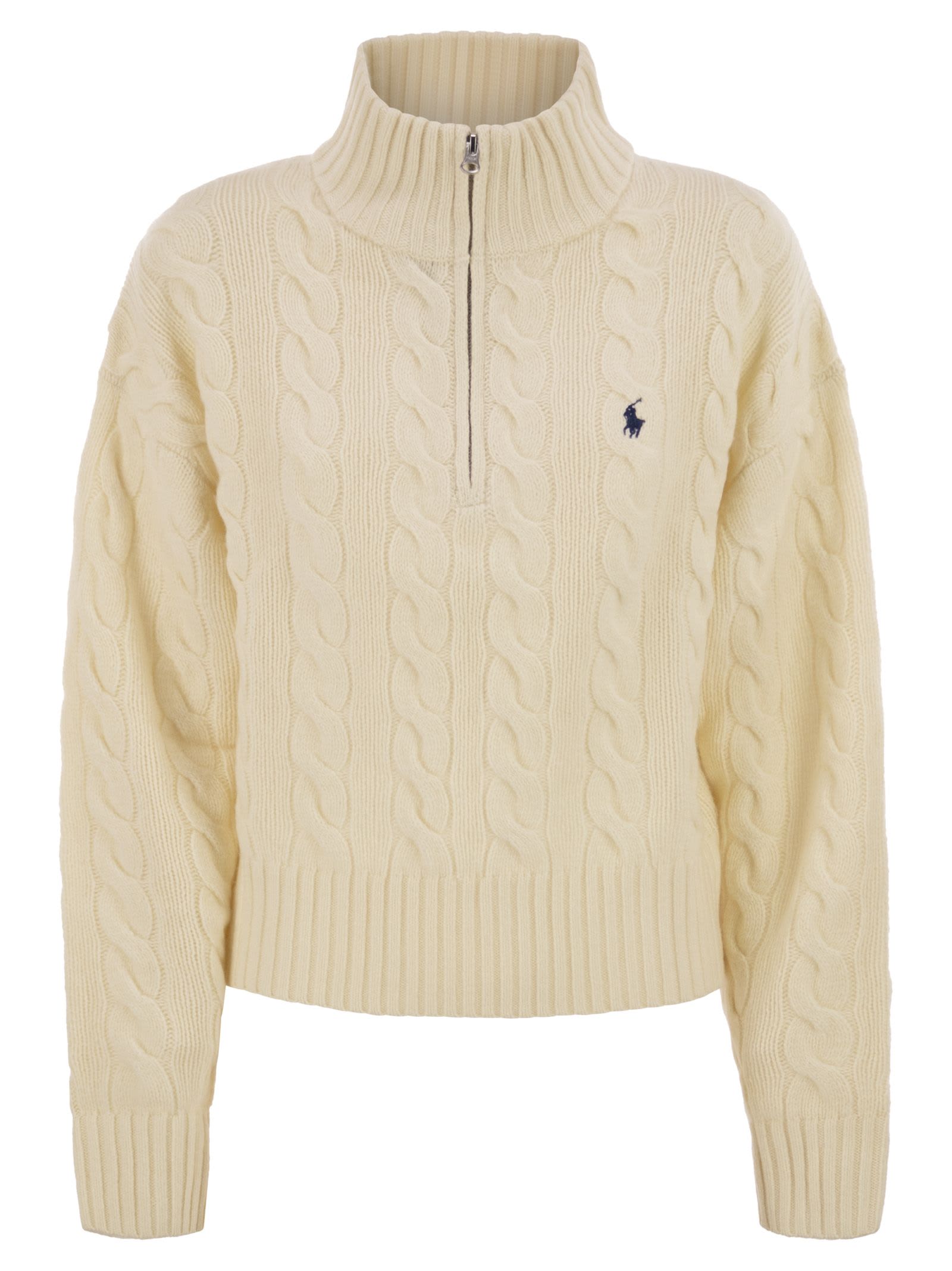 Polo Ralph Lauren Wool And Cashmere Cable Knit Jumper In Neutral