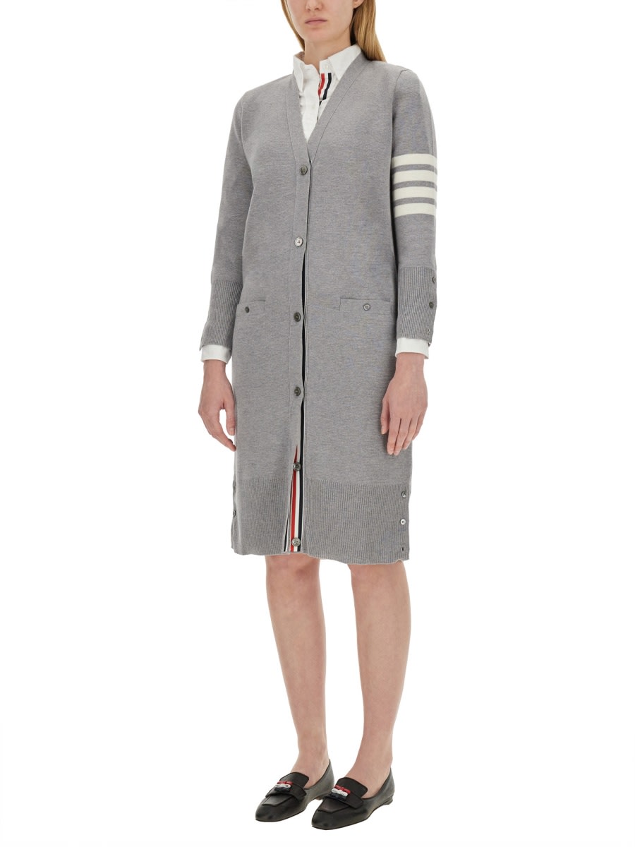 Shop Thom Browne Wool Cardigan Dress In Grey
