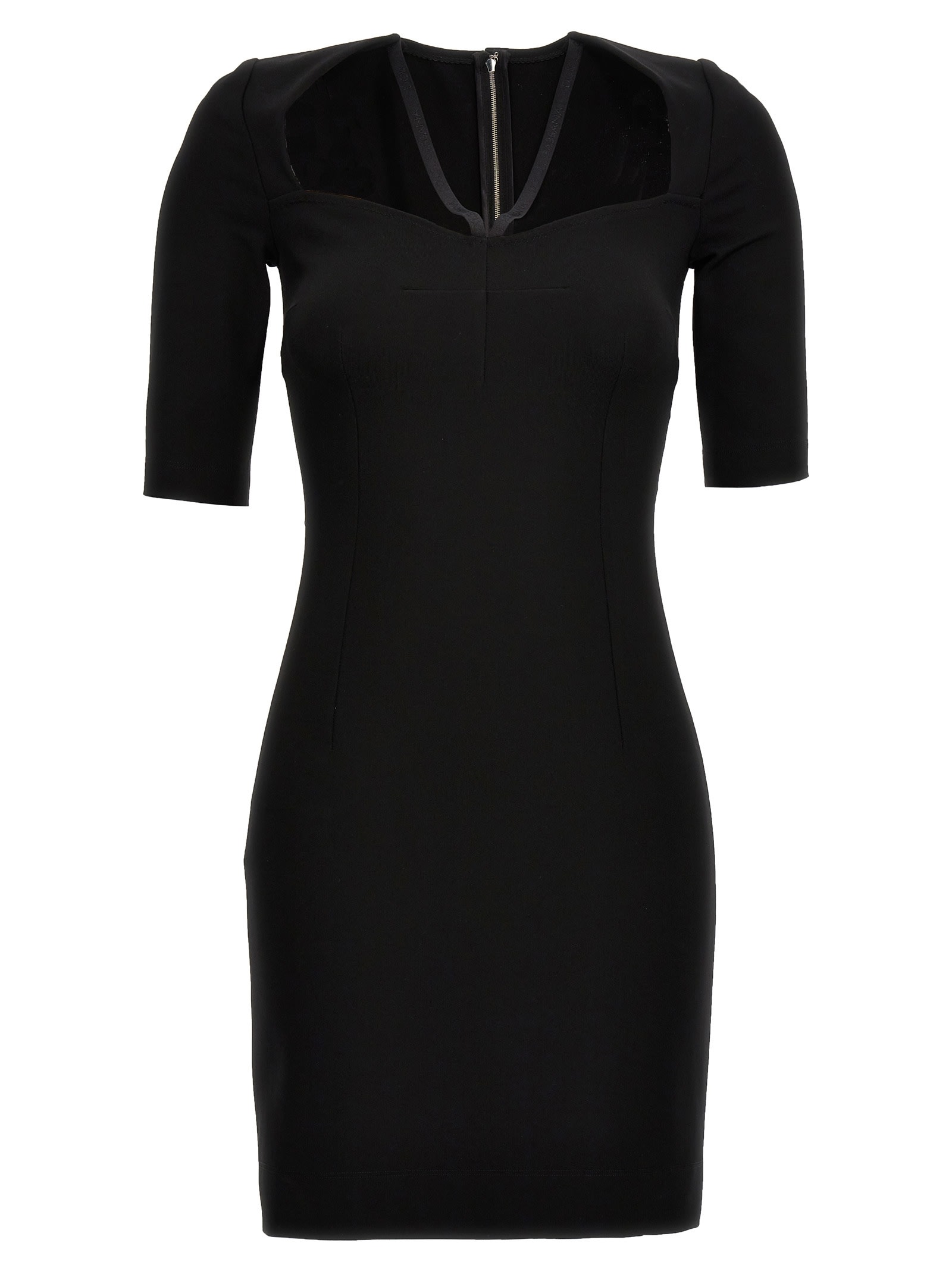 Shop Dolce & Gabbana Jersey Short Dress In Black