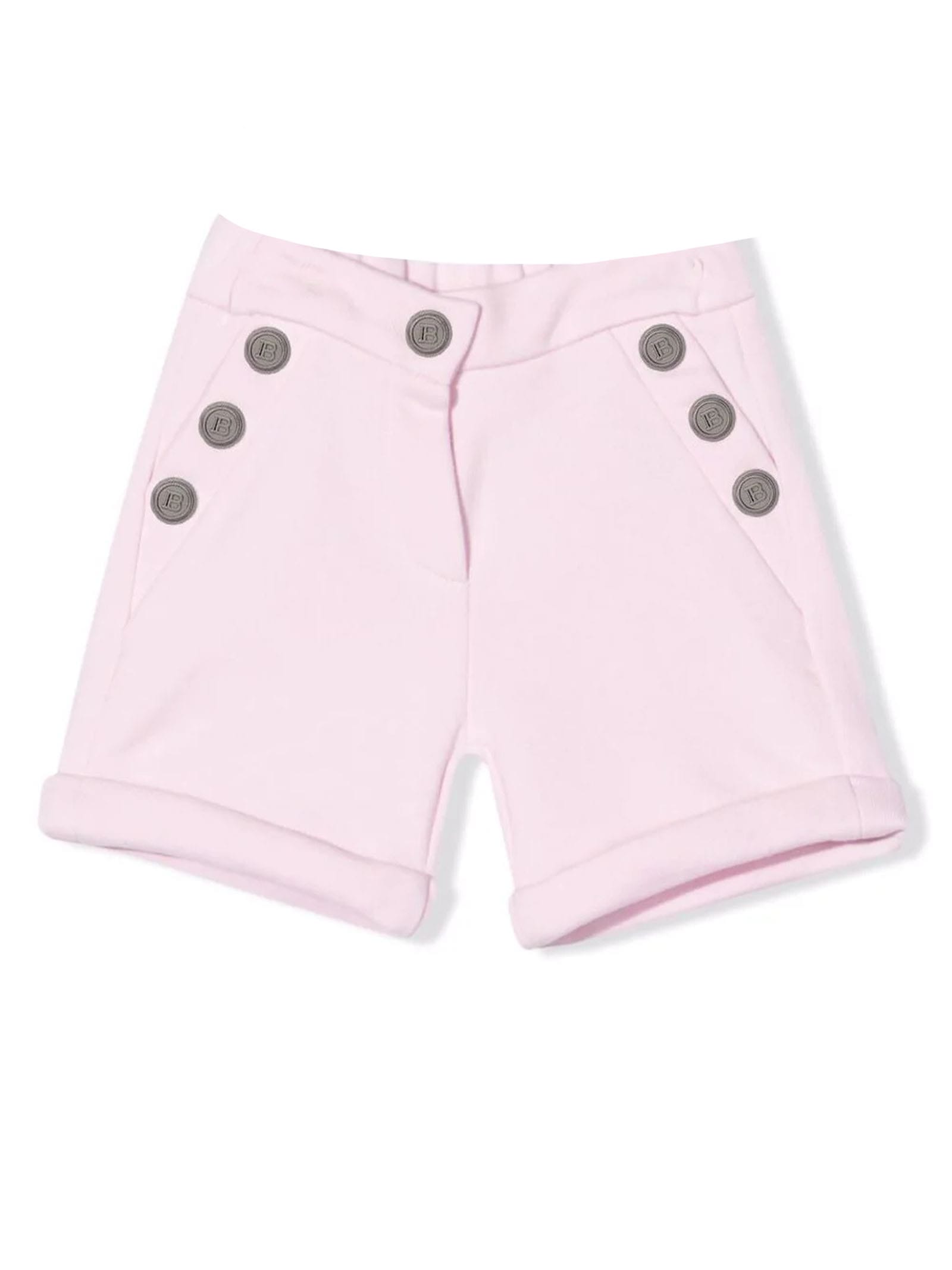 Balmain Light Pink Cotton Shorts