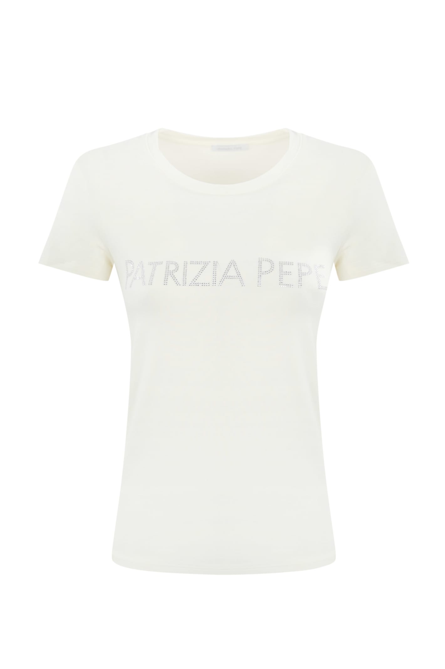 Viscose T-shirt With Rhinestone Logo