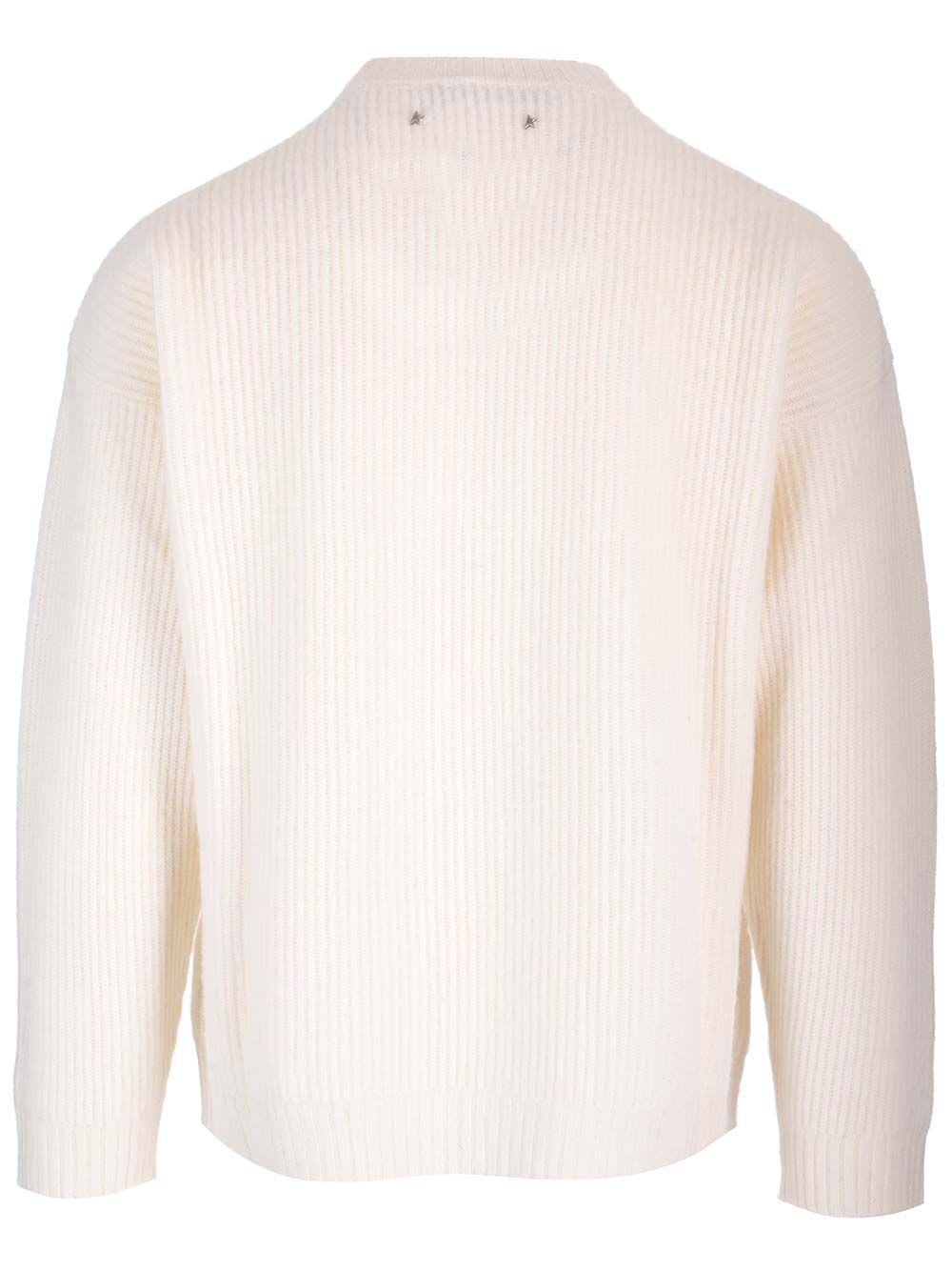 Shop Golden Goose Crewneck Sweater In White