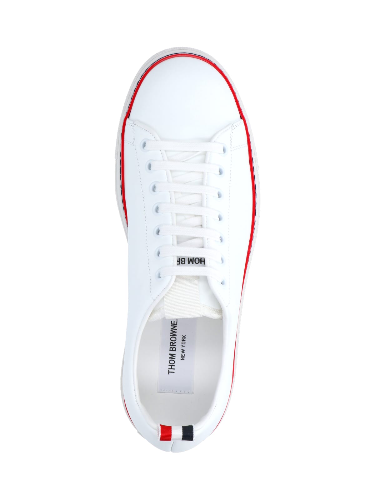 THOM BROWNE CALF LEATHER TENNIS SHOES