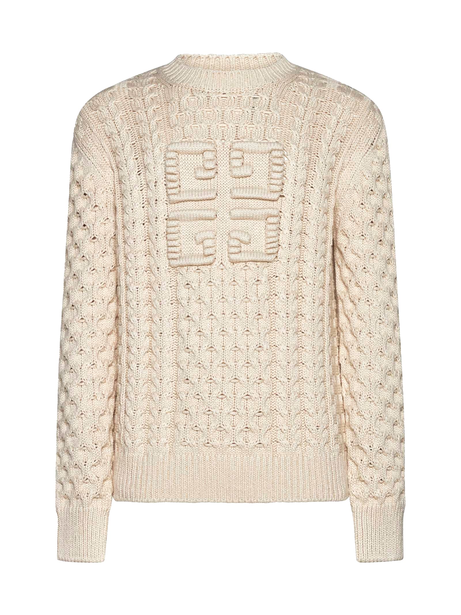 Shop Givenchy 4g Woven Knit Sweater In Cream