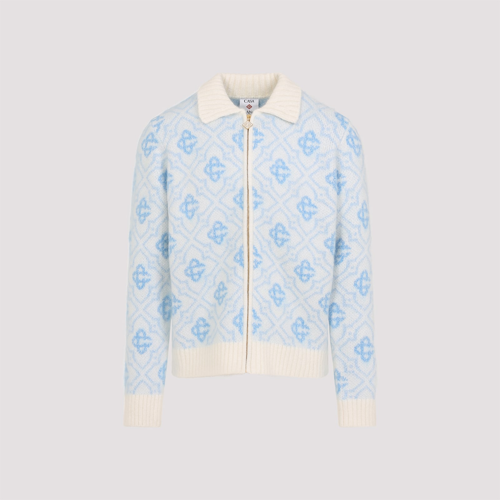 Casablanca Refined Wool Blend Sweatshirt With Classic Collar In Multi