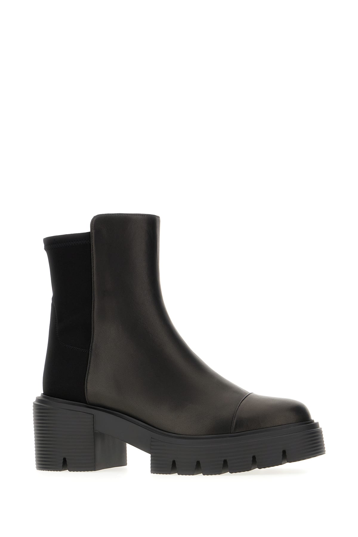 Shop Stuart Weitzman Black Nappa Leather And Fabric Soho Ankle Boots