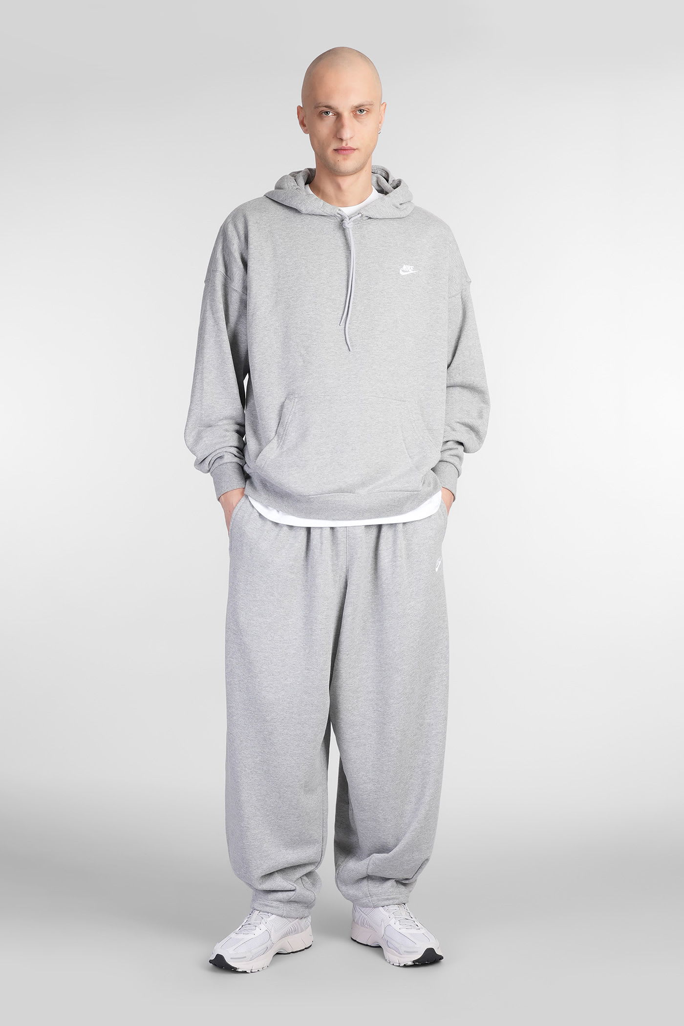 Nike Club Ft Oversized Hd Sweatshirt In Grey Cotton In Gray
