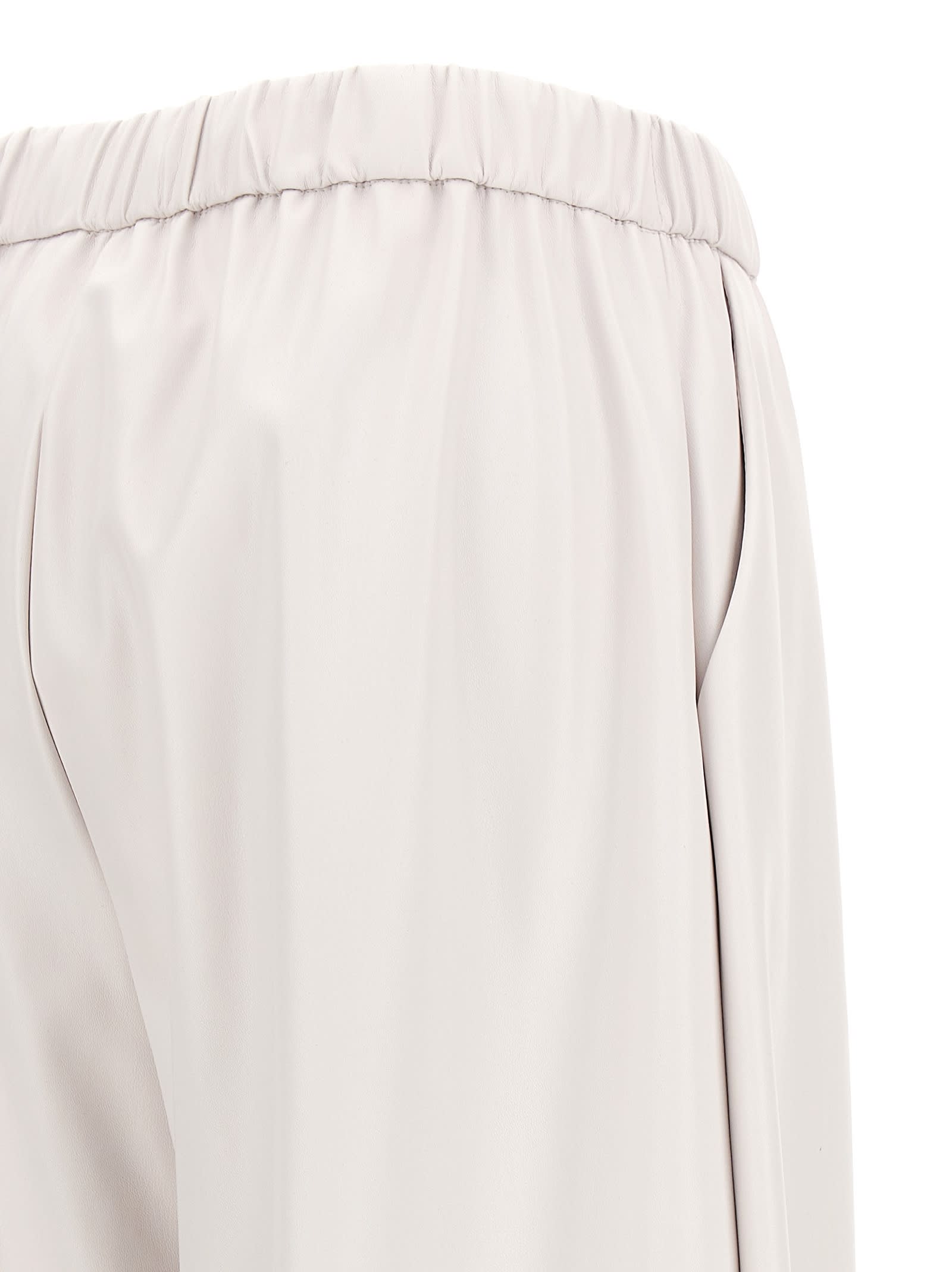 Shop Nude Faux Leather Trousers In White