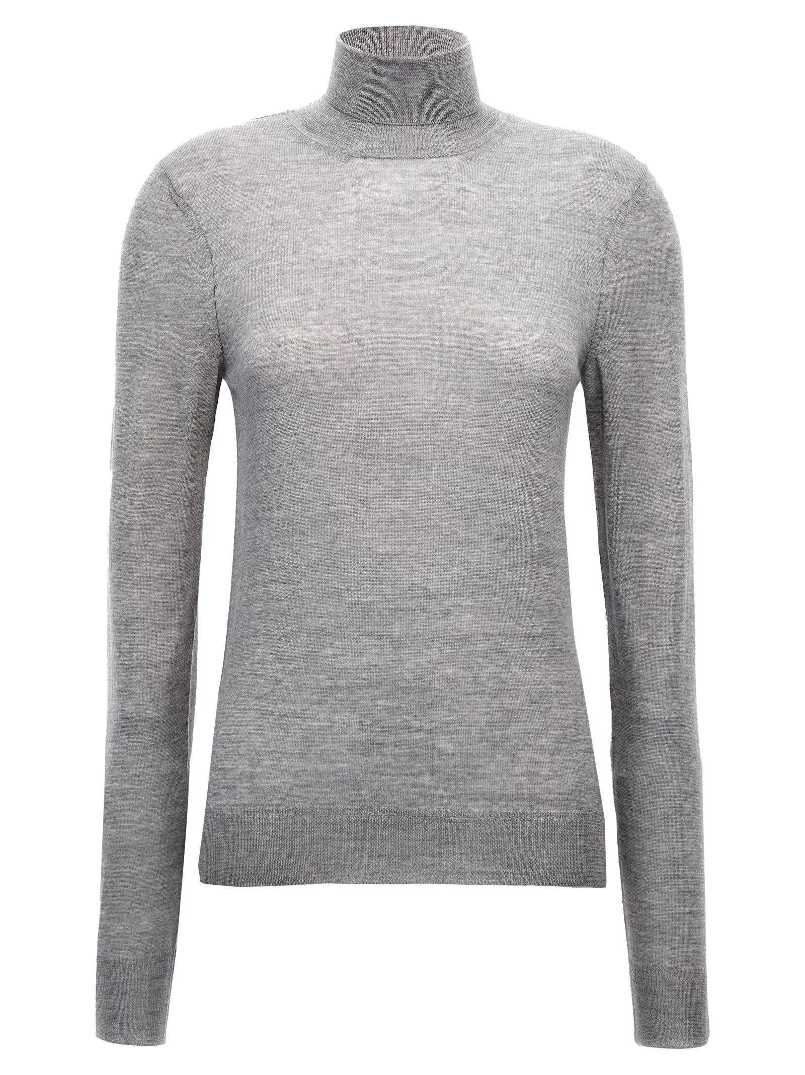 Shop Saint Laurent Cassandre Turtleneck Sweater In Gray