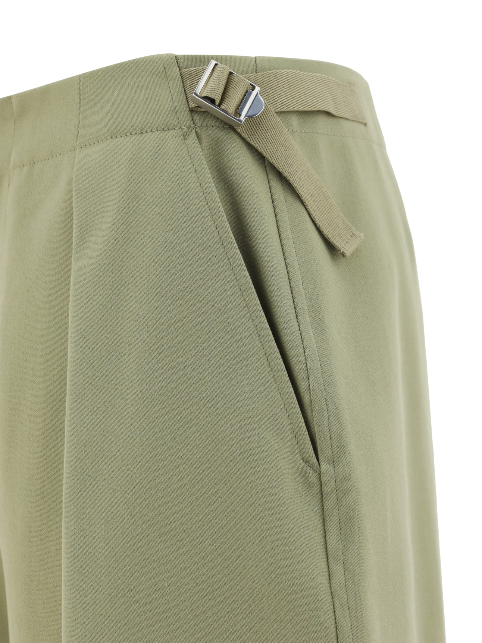 Burberry Adjustable Straps Wide-leg Cotton Pant In Hunter