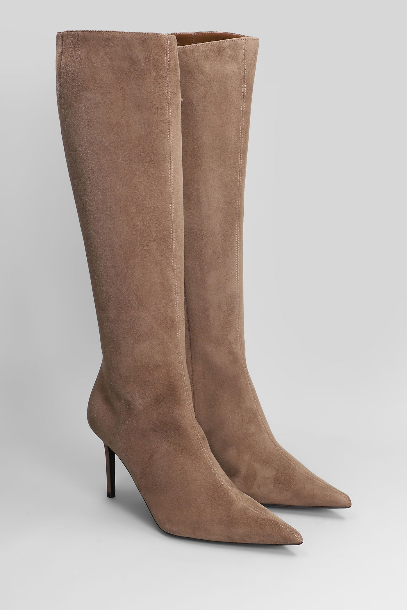 Giuseppe Zanotti Raquel 85 High Heels Boots In Taupe Suede In Brown