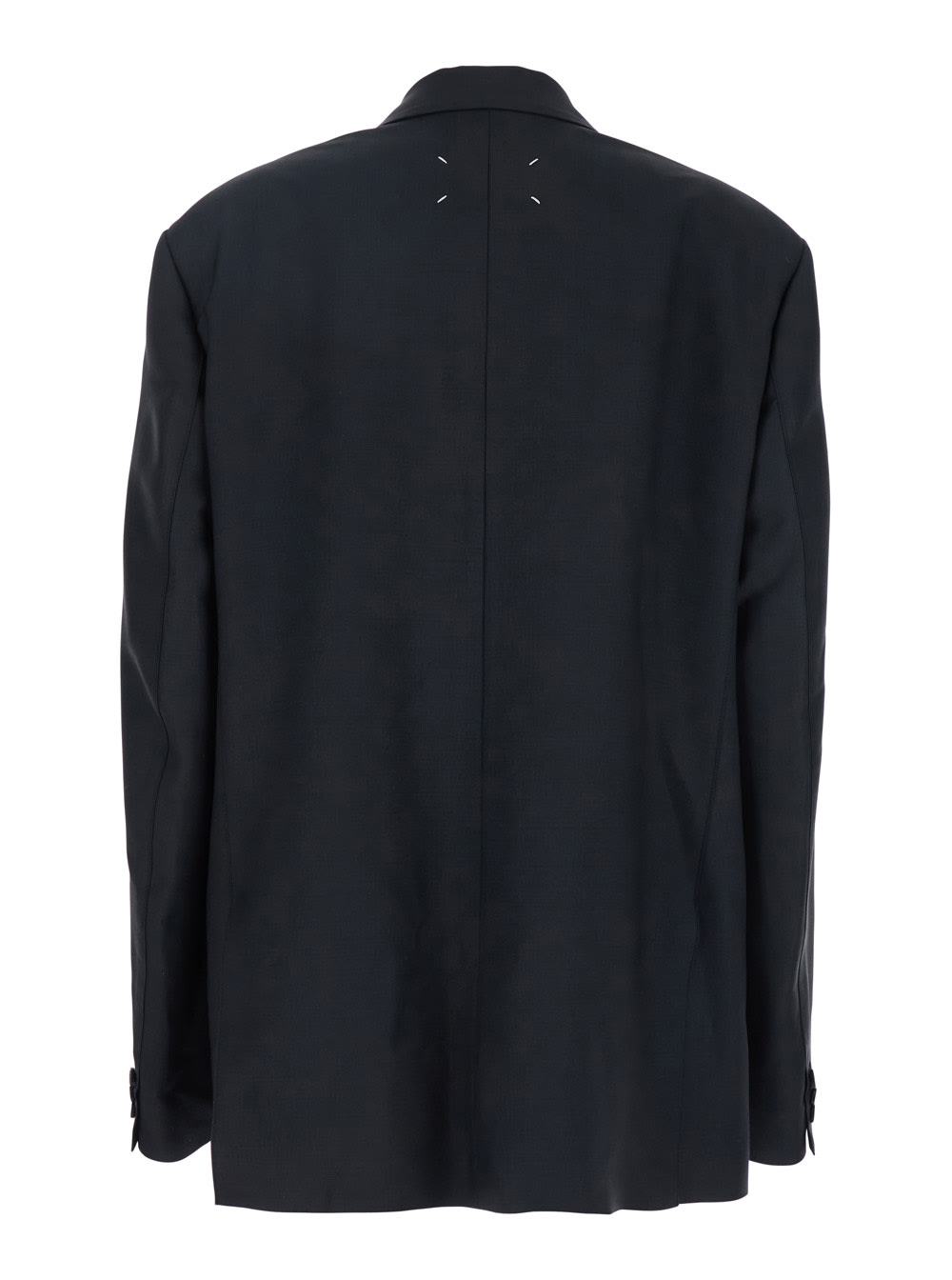 Maison Margiela Black Jacket With Classic Lapels And Logo Stitching On The Back In Mohair And Wool Blend Woman In Midnightblue