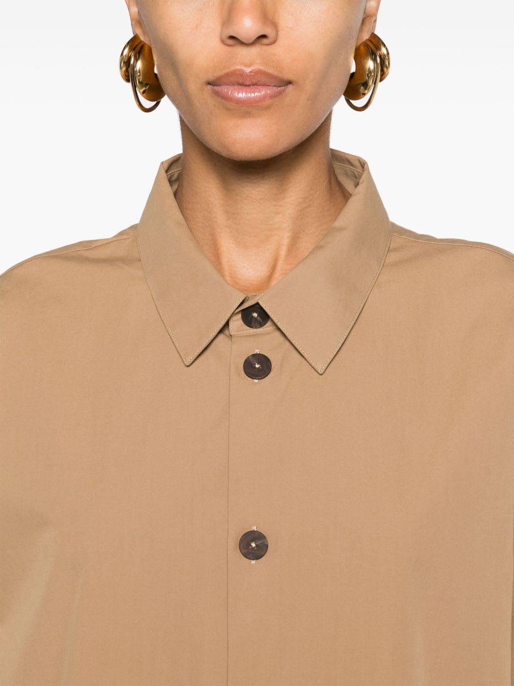 Studio Nicholson Collared Cotton Poplin Shirt In Neutral