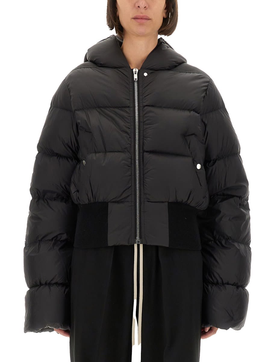 Rick Owens Down Jacket With Hood In Black