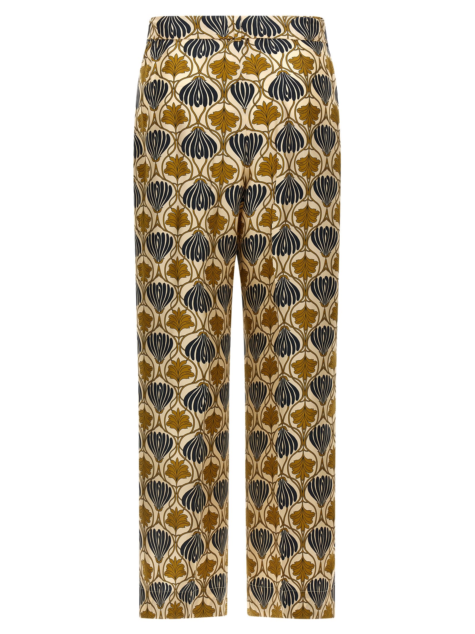 Max Mara Silk Printed Wide-leg Trousers In Multi