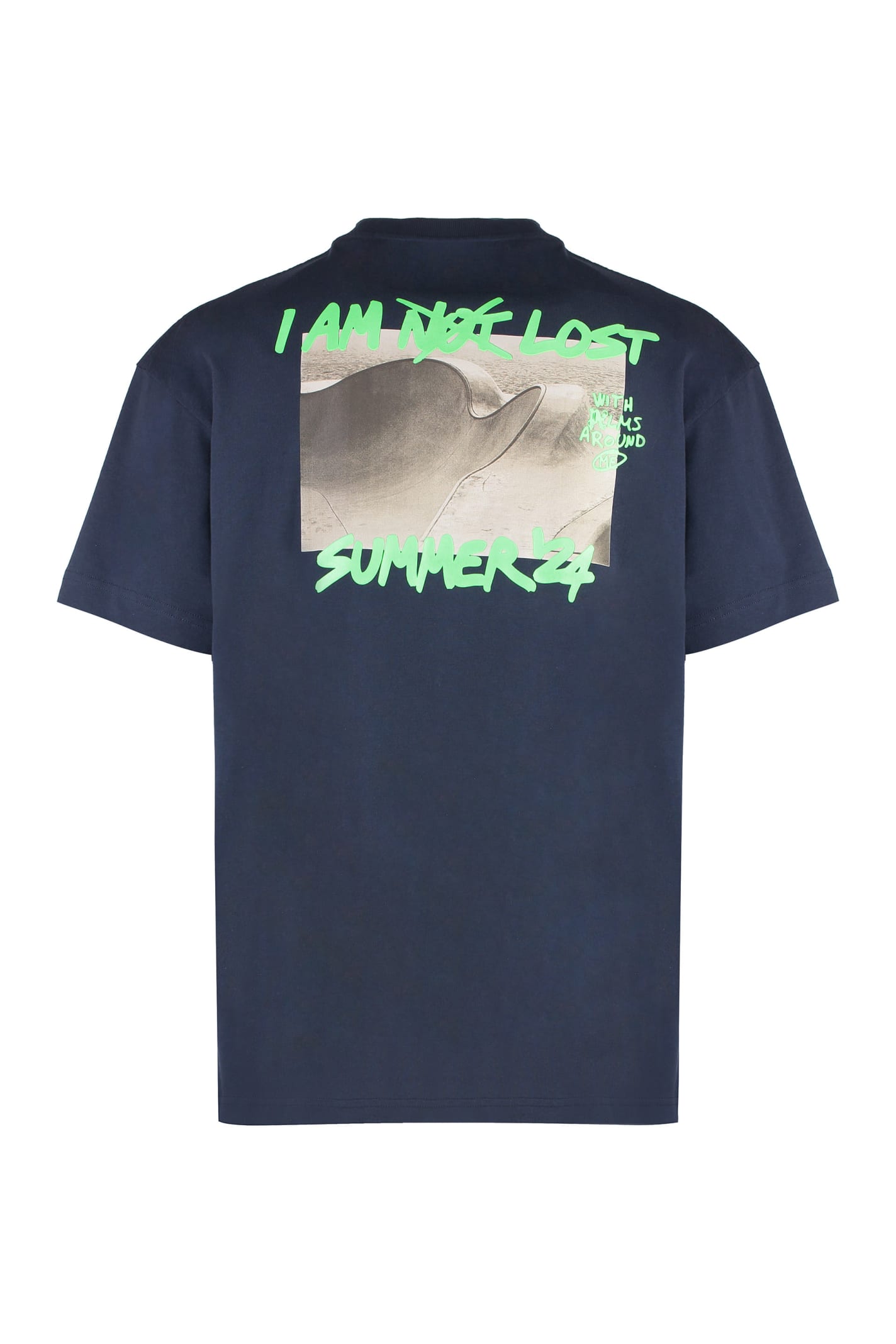 Shop Palm Angels Cotton Crew-neck T-shirt In Blu