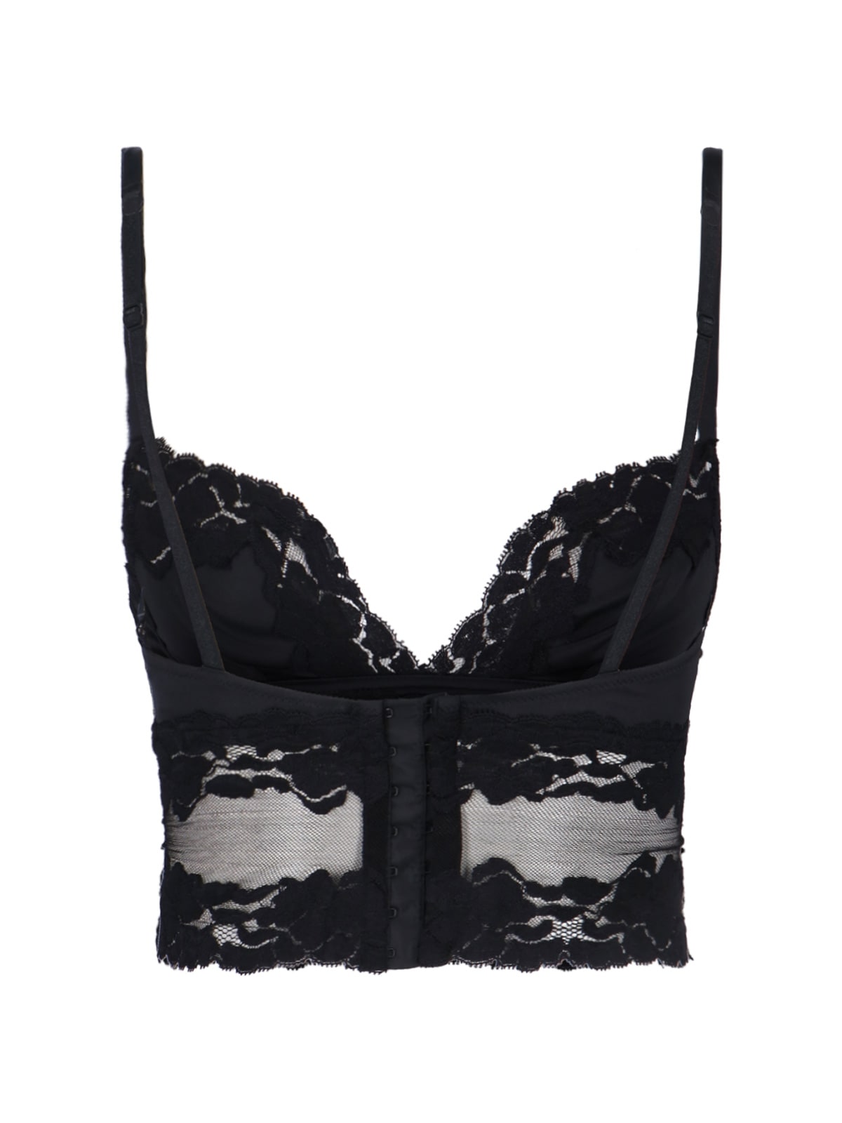 Dolce & Gabbana Sleeved Top With Adjustable Straps And Lace In Black