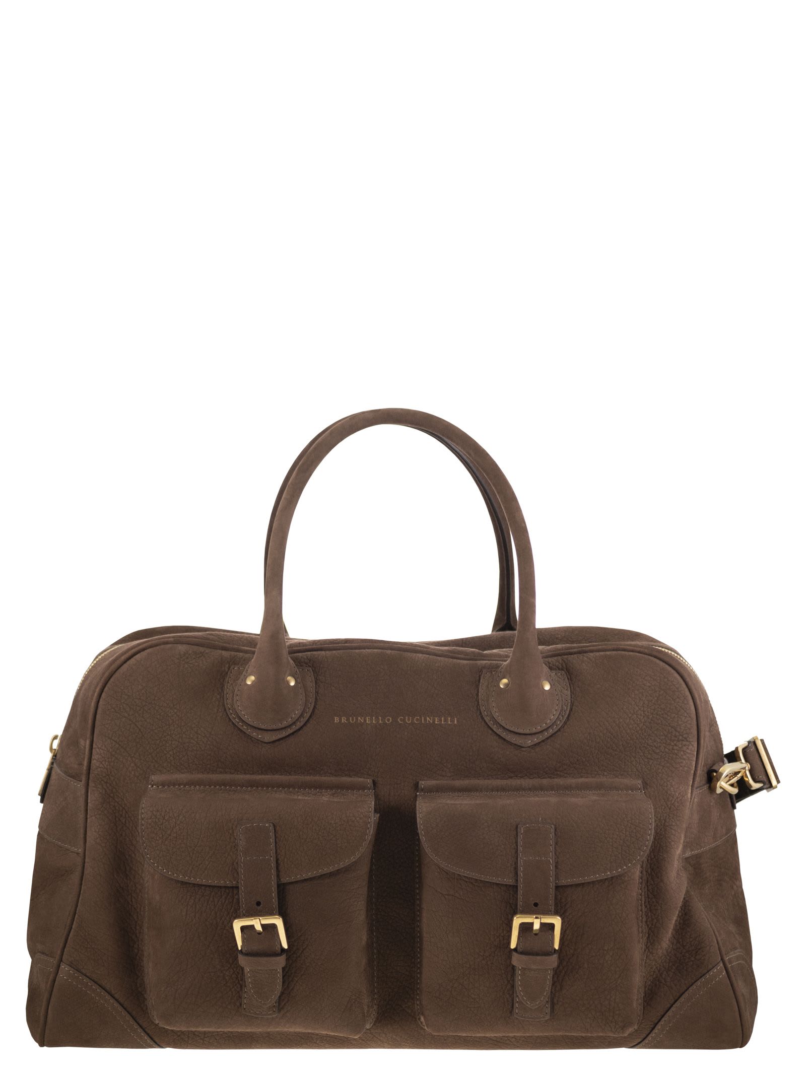 Brunello Cucinelli Borsa Weekender In Nabuk In Brown