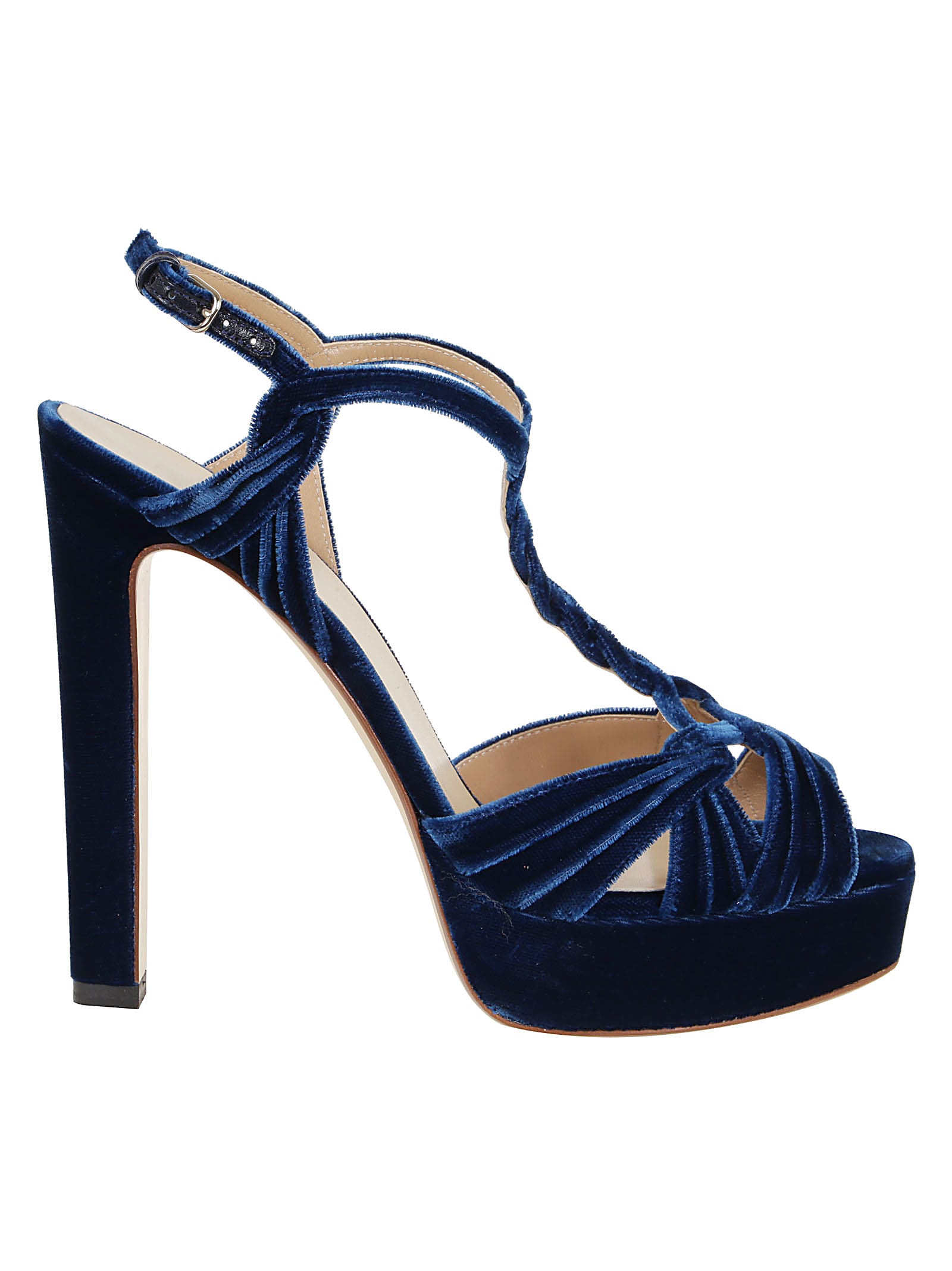 Francesco Russo Francesco Russo Velvet Sandals - Navy Blue - 11066812 ...