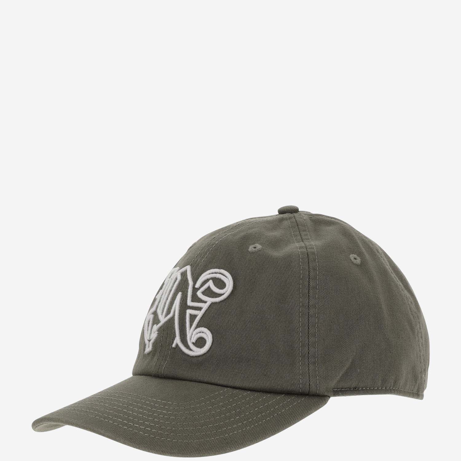 Shop Palm Angels Cotton Baseball Cap With Logo In Green