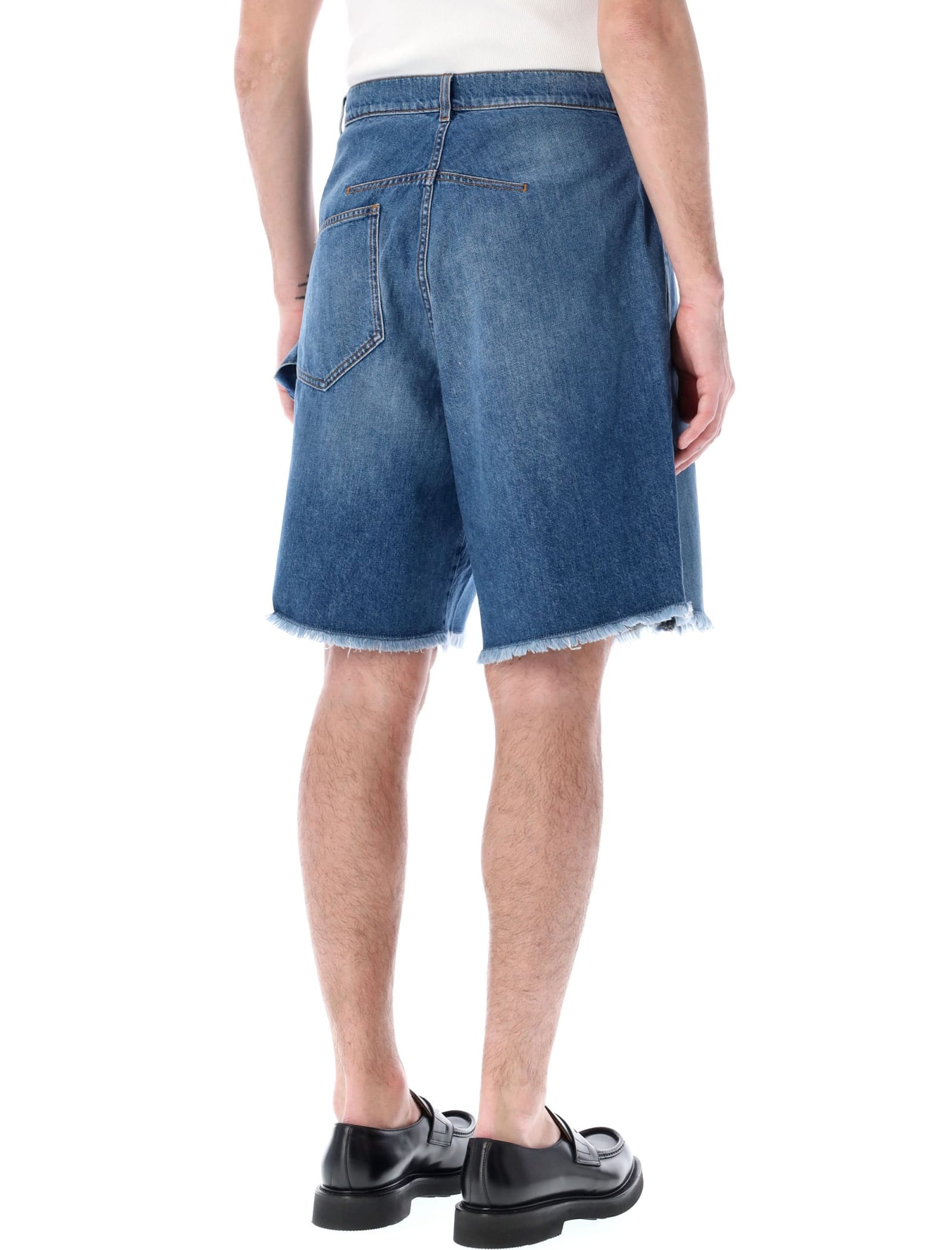 Shop Jw Anderson Twisted Workwear Denim Shorts In Light Blue