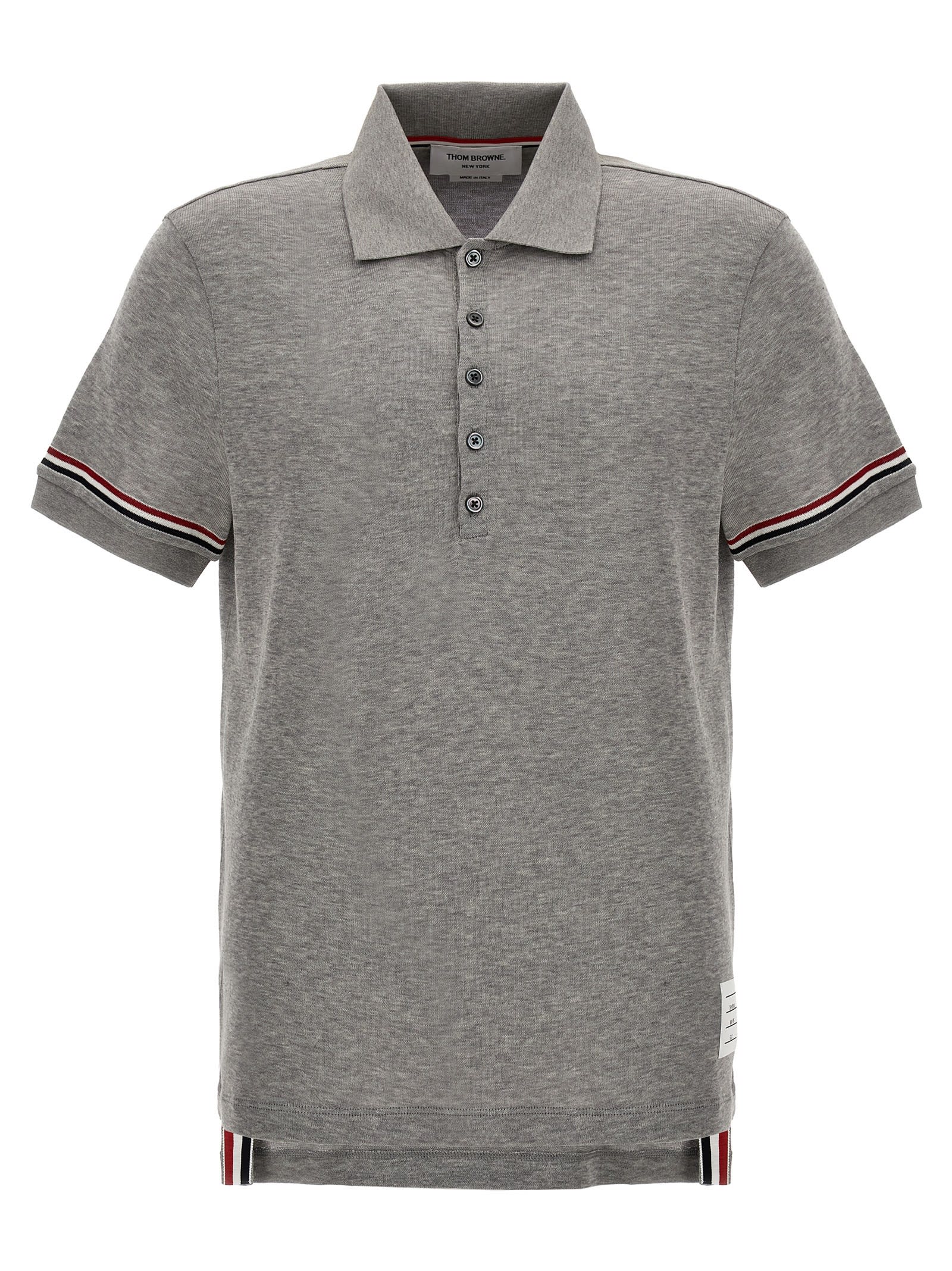 Shop Thom Browne Rwb Polo Shirt In Gray