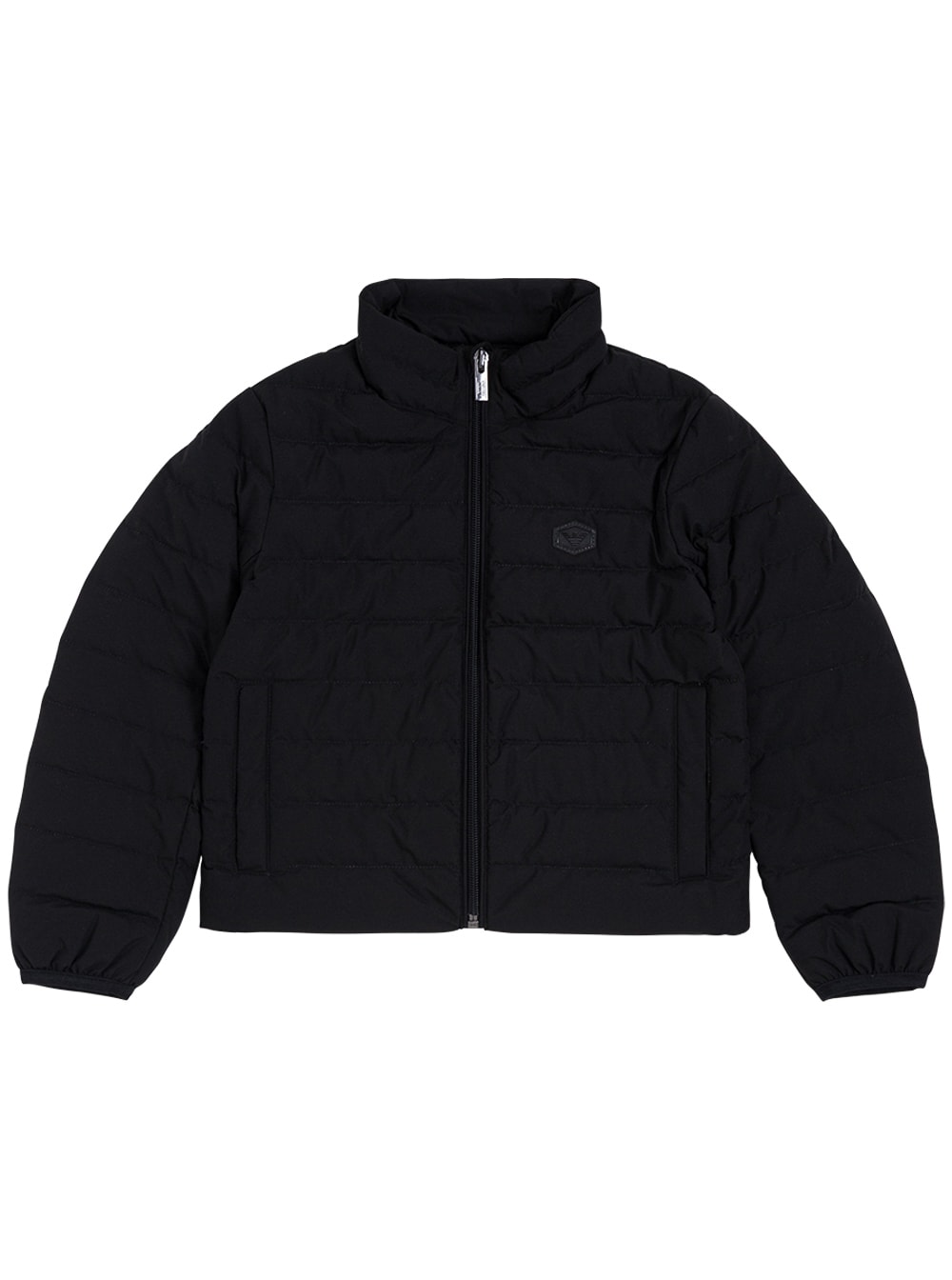Emporio Armani Black Quilted Down Jacket With Logo