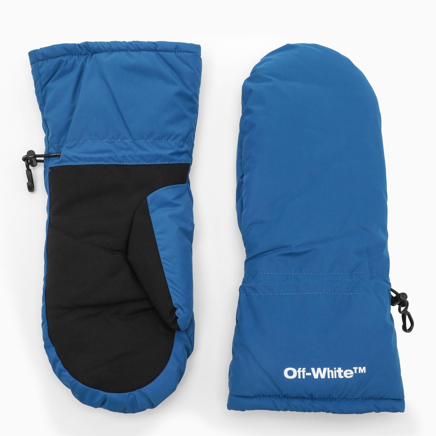 Shop Off-white Blue Ski Mittens With Logo