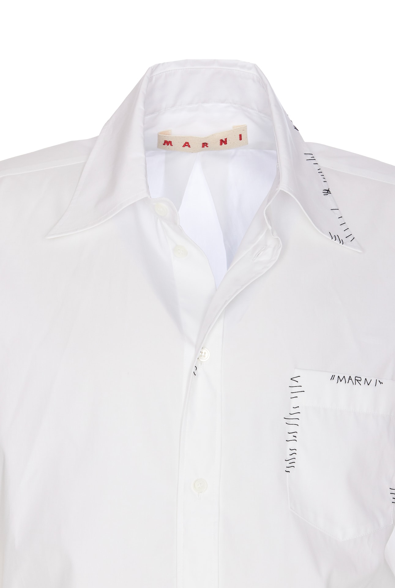 Shop Marni Shirt With  Mending In White