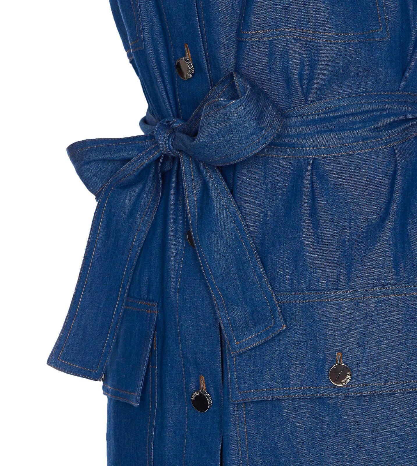 Liu •jo Belted Denim Mini Dress With Waist Tie