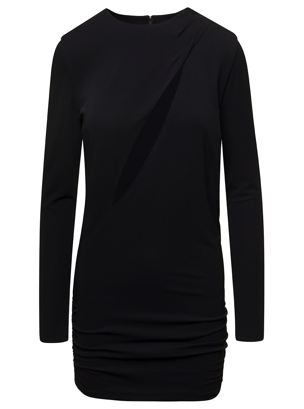 Shop Versace Black Fitted Minidress With Cut-out Detail In Viscose Woman