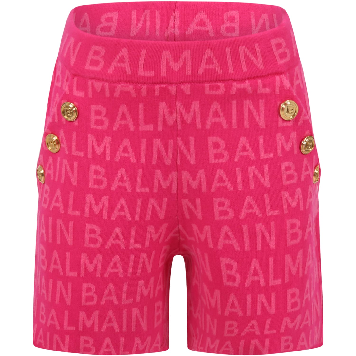 Balmain Fuchsia Short For Girl With Logos