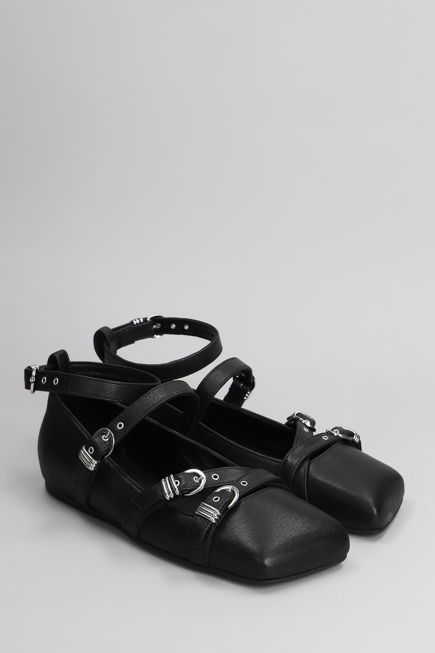 Vic Matie Logic 101 Ballet Flats In Black Leather In Black