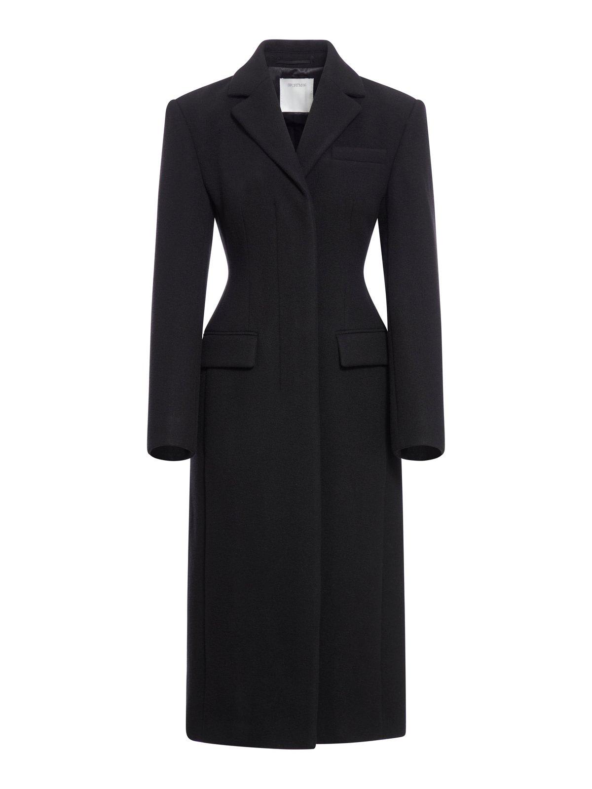 Shop Sportmax Buttoned Long-sleeved Coat In Black